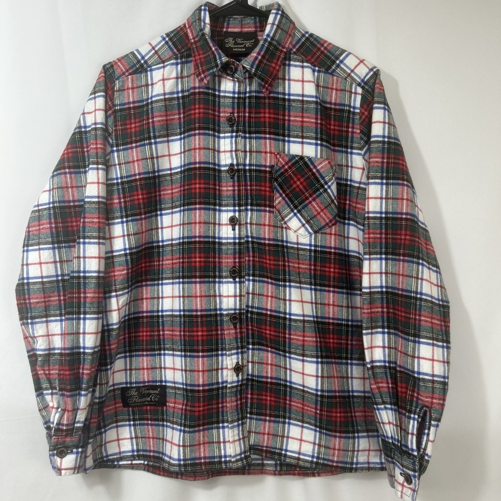 The Vermont Flannel Co. Men's Plaid Long Sleeve Button Up Shirt Size Medium USA